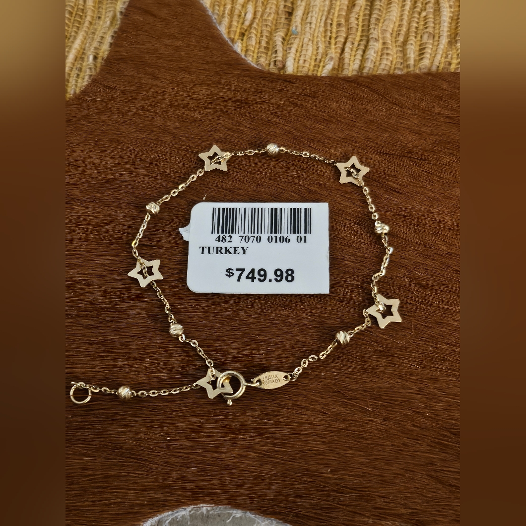 New Turkey Made 14k Star Bracelet